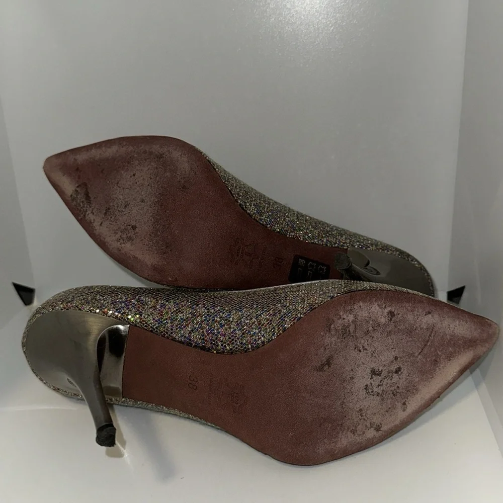 Jean Michel Cazabat Silver Sparkly Disco Ball Stiletto Heels Pumps Women’s 38